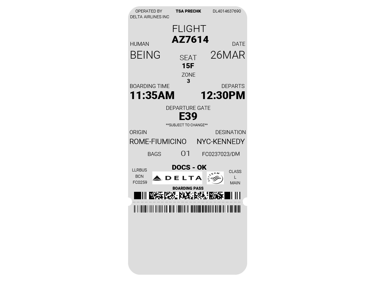 Redesign for an airline ticket. Bad design by me...